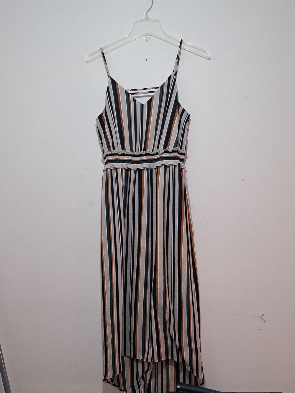 Maurices Striped High-Low Maxi Dress in Black, White & Tan